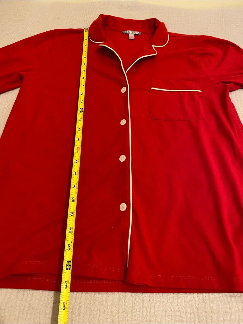 J. Crew Red Pajama Set with White Piping. Size L. Style CC660. Size S